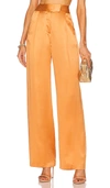 The Sei Pleated Satin Wide-leg Trousers In Orange
