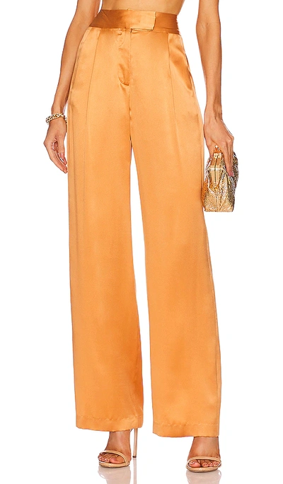 The Sei Pleated Satin Wide-leg Trousers In Orange