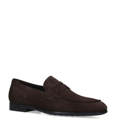 Tod's Suede Gomma Leggero Loafers In Brown