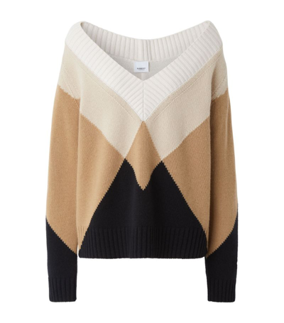 Burberry Lilah Off The Shoulder Cashmere Sweater In Neutrals