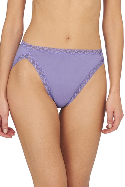 Natori Bliss French Cut Brief Panty Underwear With Lace Trim In Violet Tulip