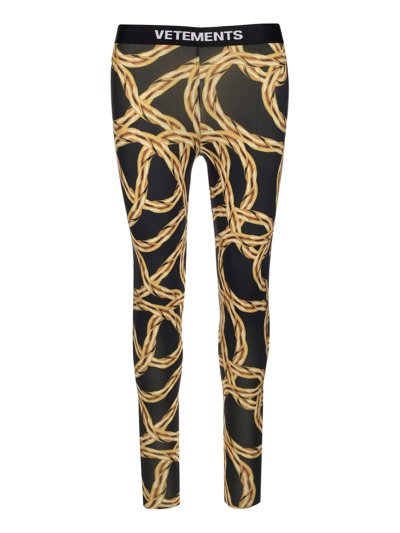 Vetements Chain Print Leggings In Gold