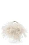 L'alingi Crystal-embellished Feather Clutch Bag In Cream