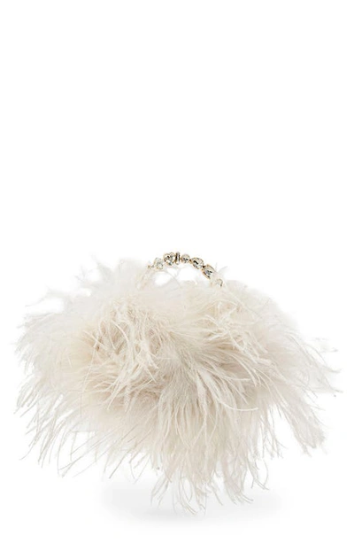 L'alingi Crystal-embellished Feather Clutch Bag In White