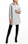 As By Df Bonsoir Long Sleeve Recycled Leather Shirtdress In Cashmere Gray