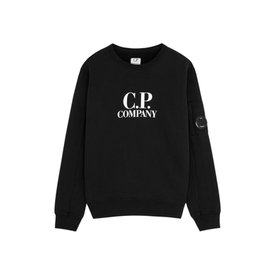 C.p. Company Cp Company Boys Black Kids Graphic-print Crewneck Cotton-jersey Sweatshirt 4-14 Years