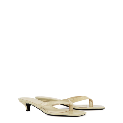 Totême The Flip Flop Cream Crocodile-effect Leather Sandals In Sand Croco