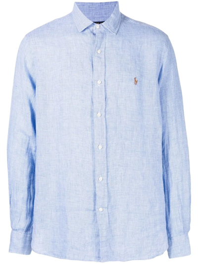 Polo Ralph Lauren Oxford Shirt Embroidered Pony In Blue