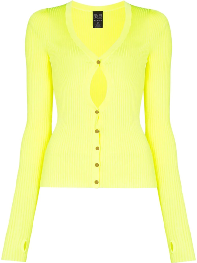 P.e Nation Cut-detail Fitted Cardigan In Lemon
