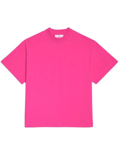 Ami Alexandre Mattiussi Ami De Coeur Organic-cotton T-shirt In Pink