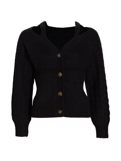 Design History Puff Sleeve Cashmere Cardigan In Black