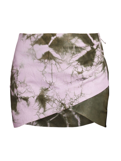 Off-white Women's Tie-dye Leather Twist Miniskirt In Military Lilac