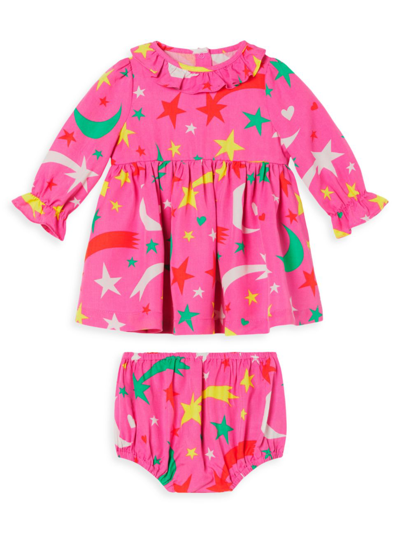 Stella Mccartney Babies' Star-print Woven Dress And Bloomers Set 3-36 Months In Pink & Other