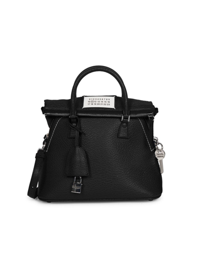 Maison Margiela Logo Patch Leather Tote In Black