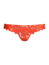 Fleur Du Mal Lily Floral-embroidered Hipster Thong In Clementine