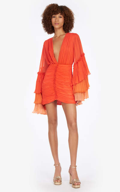 Costarellos Women's Kiki Ruched Mini Dress In Orange