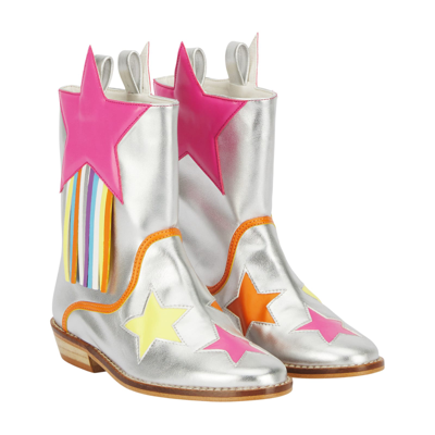 Stella Mccartney Kids' Boots With Stars In Silver