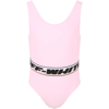OFF-WHITE PINK SWIMSUIT FOR GIRL WITH LOGOS