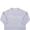 MARNI LIGHT BLUE SWEATER FOR BABY KIDS WITH LOGO