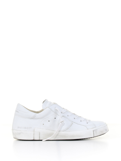 Philippe Model Prsx Basic Sneaker In Leather In White