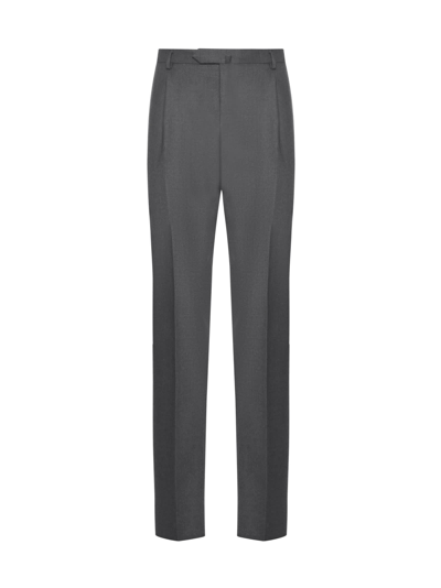 Caruso Straight-leg Tailored Trousers In Grey
