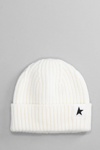 GOLDEN GOOSE STAR BEANIE HATS IN WHITE WOOL