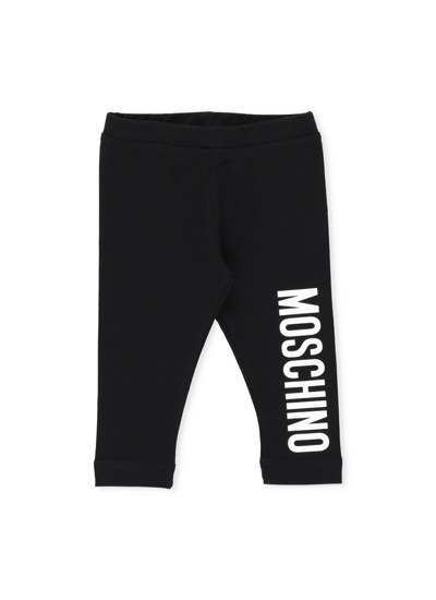 Moschino Black Leggings For Baby Kids With Logo