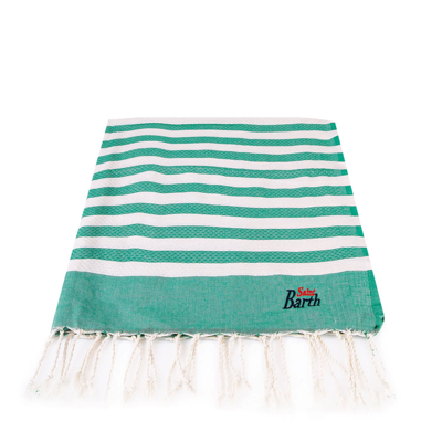 Mc2 Saint Barth Fouta Classic Honeycomb With Striped In Green