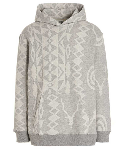South2 West8 Jacquard Hoodie In Gray