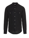 Mc2 Saint Barth Man Black Linen Shirt In Black