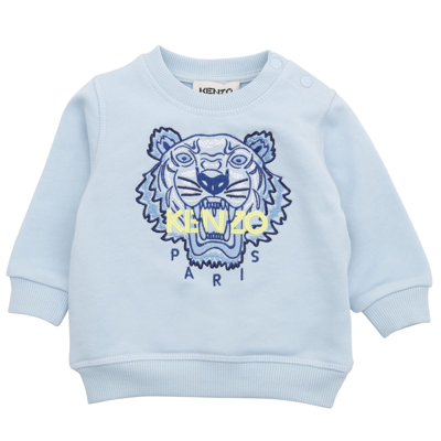 Kenzo Baby Logo Embroidered Sweatshirt In Azzurro