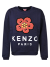 Kenzo Logo-print Cotton Sweater In Bleu Nuit