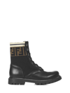 Fendi Double-f Logo Combat Boot In Black