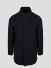 Herno Funnel Neck Zip-up Coat In Blue