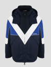 Valentino Nylon Cotton Hooded Jacket In Blue