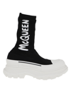 Alexander Mcqueen Tread Slick Graffiti Pull-on Boot Sneakers In Black Whi Of Whi Blk