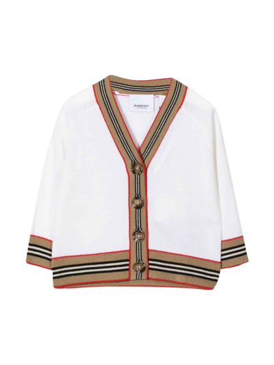 Burberry Ivory Cardigan Baby Girl In Avorio