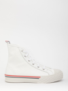 Thom Browne Collegiate High Top On Tartan Tread Sole In Vitello Calf Leather In White