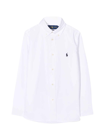 Ralph Lauren Kids' Boys Oxford Shirt In White Slim-fit Cotton