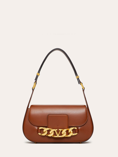 Valentino Garavani Vlogo Chain Leather Shoulder Bag In Brown