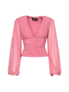 Blumarine Bandage Blouse In Silk Crêpe In Bubble Gum