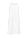 Valentino Cropped Embellished Cotton-blend Gabardine Wide-leg Pants In Optic White