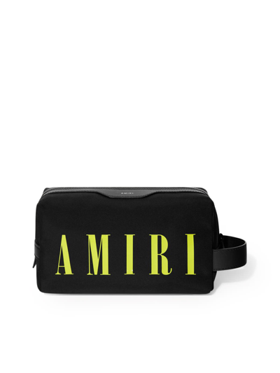Amiri Logo-print Canvas Washbag In Black