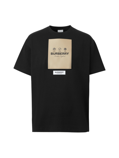 Burberry Printed Logo Tag Cotton Jersey T-shirt In Black
