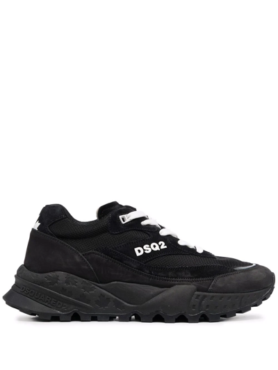 Dsquared2 Logo-print Panelled Sneakers In Black