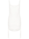 Dion Lee White Semi-sheer Draped Mini Dress In White