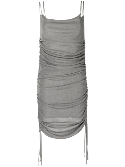 Dion Lee Semi-sheer Draped Minidress In Grey