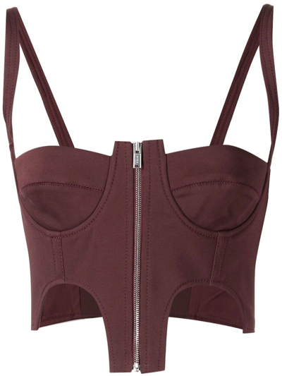 Dion Lee Double Arch Burgundy Cotton-blend Bra Top In Dark Red