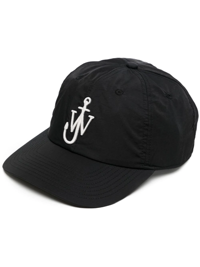 Jw Anderson Logo-embroidered Nylon-blend Baseball Cap In Black And White