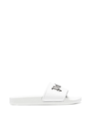 Palm Angels Logo-print Slides In White Black